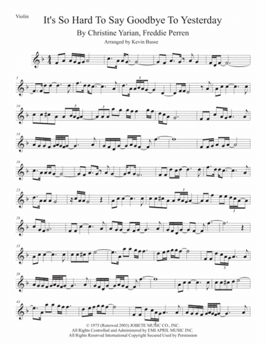 It's So Hard To Say Goodbye To Yesterday (arr. Kevin Busse)