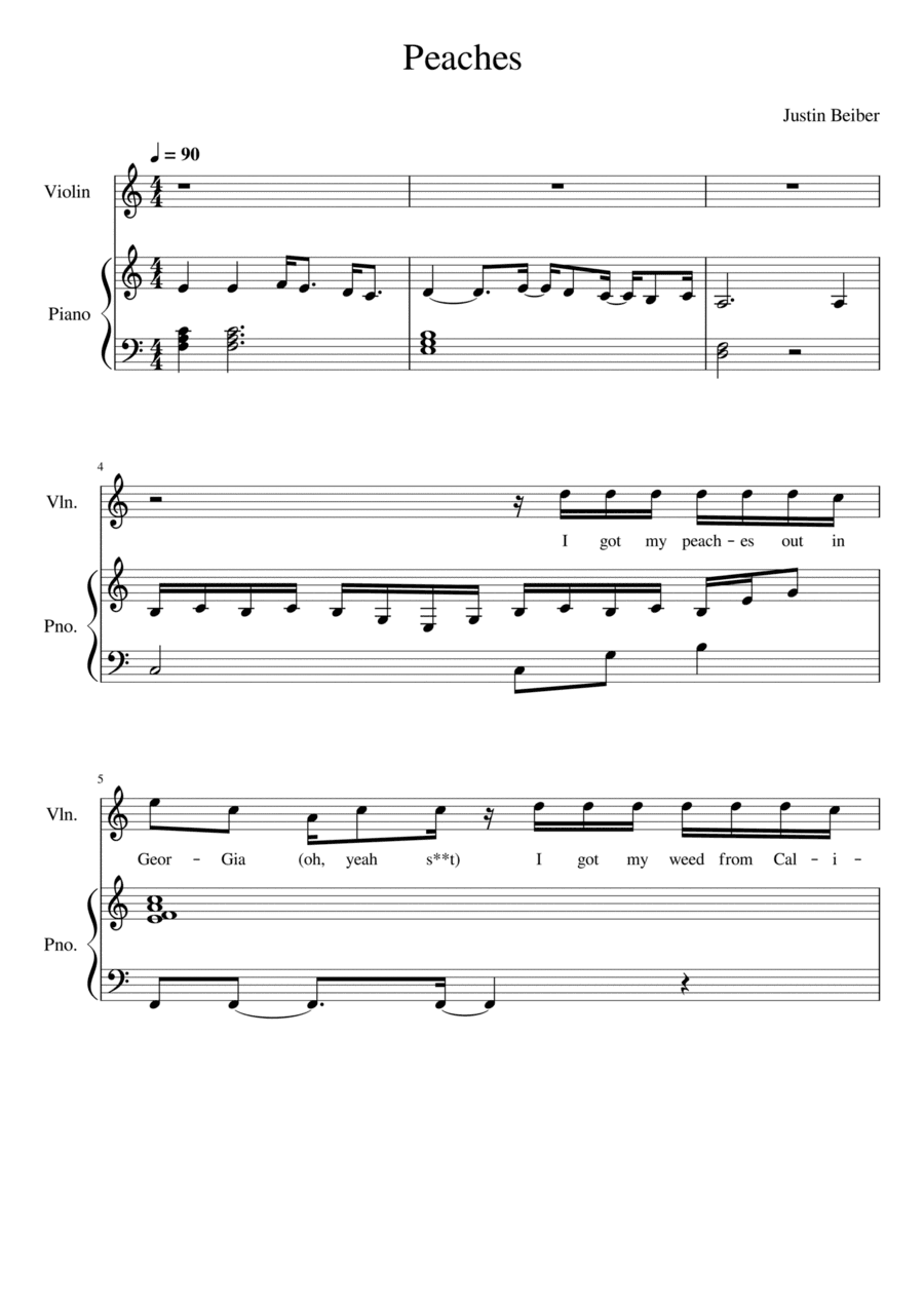 Peaches (arr. SHEET MUSIC HUB)