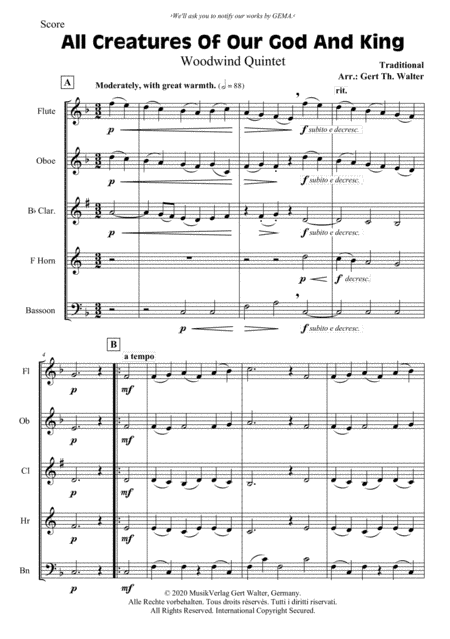 All Creatures Of Our God And King (arr. Gert Th. Walter)