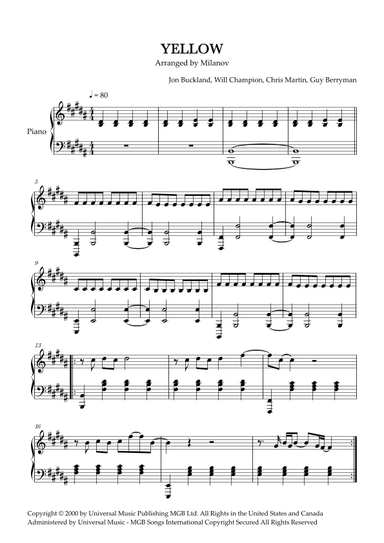 Yellow (arr. Milanov)