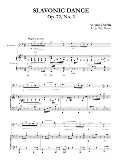 Slavonic Dance Op. 72 No. 2 for Bassoon and Piano (arr. Diego Marani)