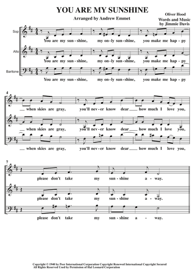 You Are My Sunshine (arr. Andrew Emmet)