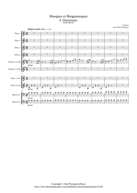 Faure: Masques et Bergamasques Op.112 Mvt.I Ouverture - wind Dectet (arr. Ray Thompson)