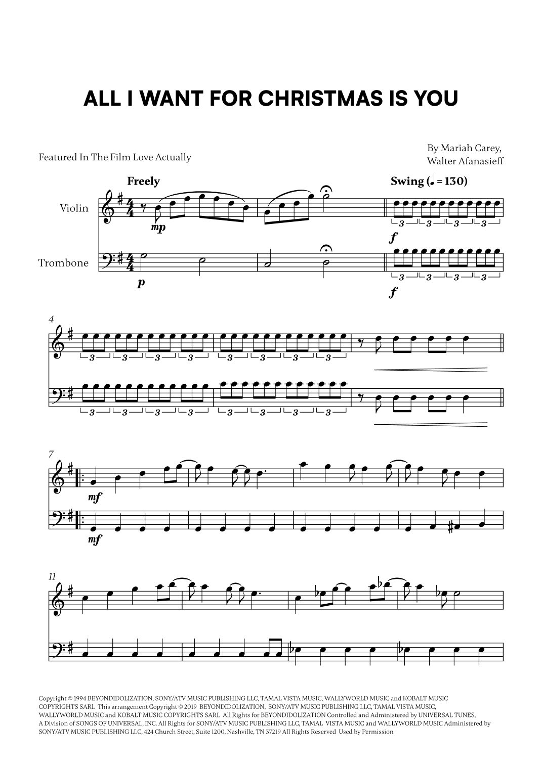All I Want For Christmas Is You (arr. Cadenza Editions)