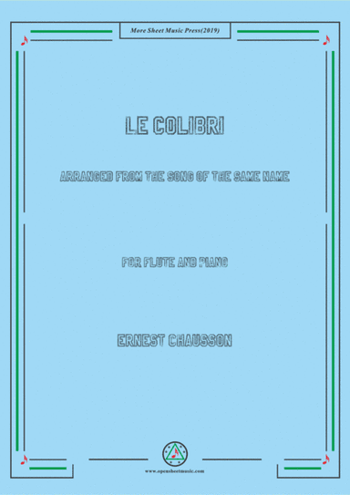Chausson-Le colibri, for Flute and Piano (arr. MSM)