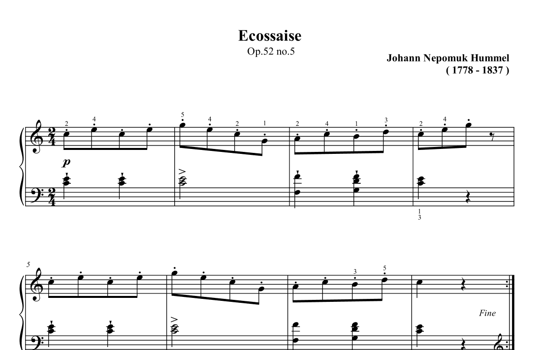 Hummel Ecossaise Op.52 No.5 (arr. Ben Choupak)