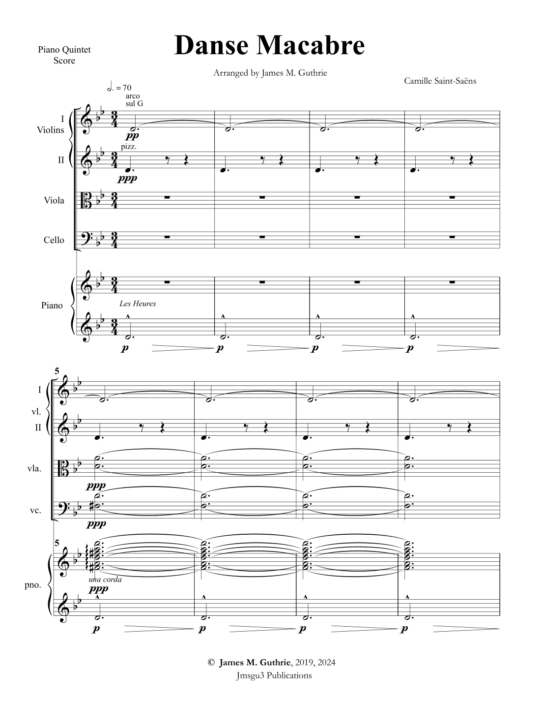 Saint-Saëns: Danse Macabre for Piano Quintet (arr. James M. Guthrie)