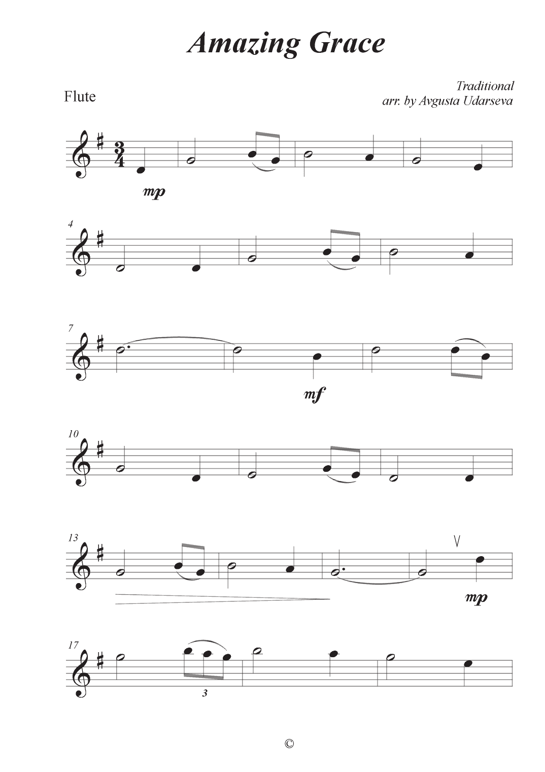 Amazing Grace (arr. Avgusta Udartseva)