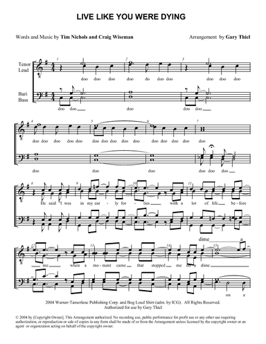 Live Like You Were Dying (arr. Gary Thiel)
