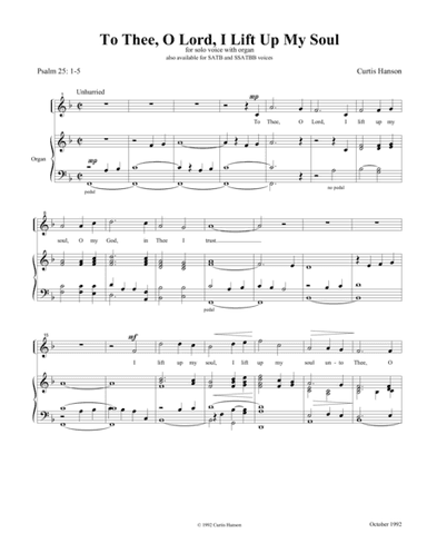 To Thee, O Lord, I Lift Up My Soul