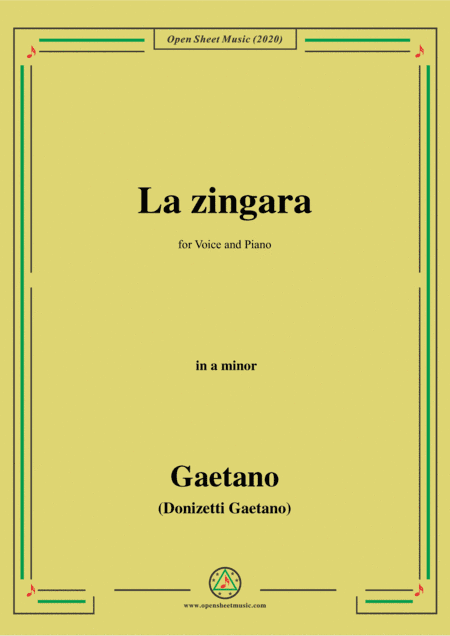 Donizetti-La Zingara,in a minor,for Voice and Piano (arr. MSM)