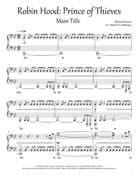 Main Title-prince Of Thieves (arr. Marie-Ève Mainguy)