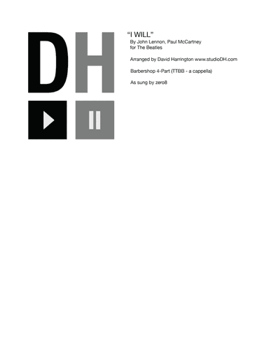 I Will (arr. David Harrington (studioDH))