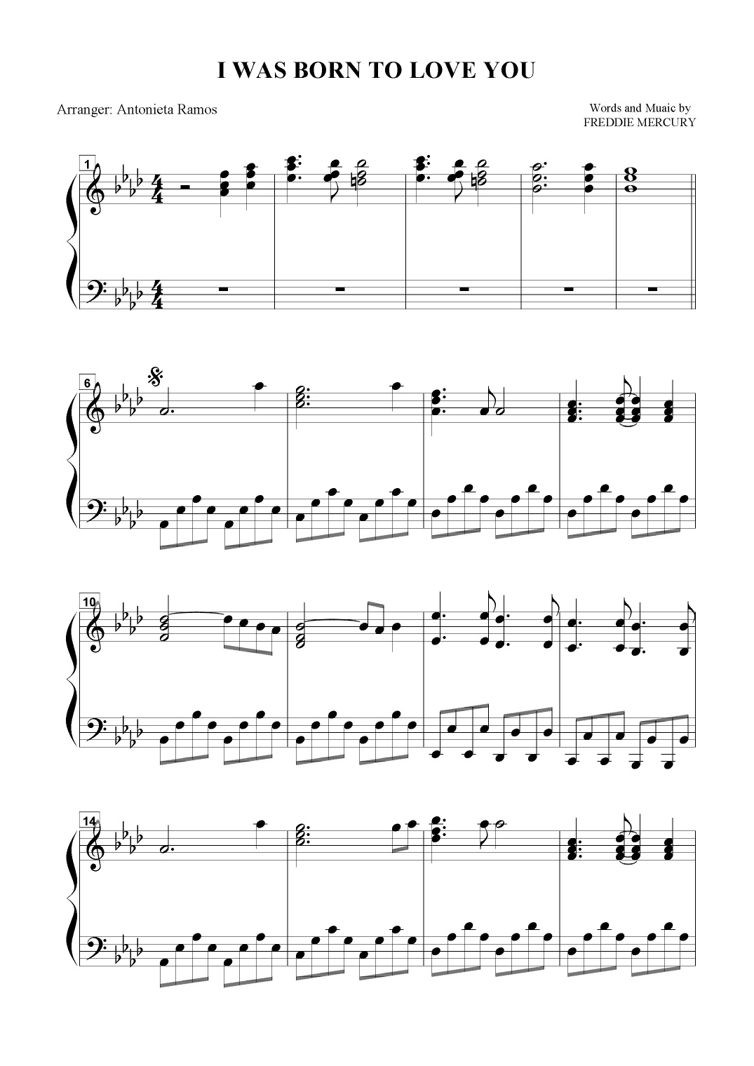 I Was Born To Love You (arr. Antonieta Ramos Valverde)