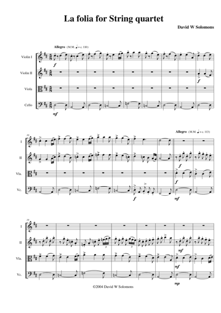 Variations on La Folia for string quartet