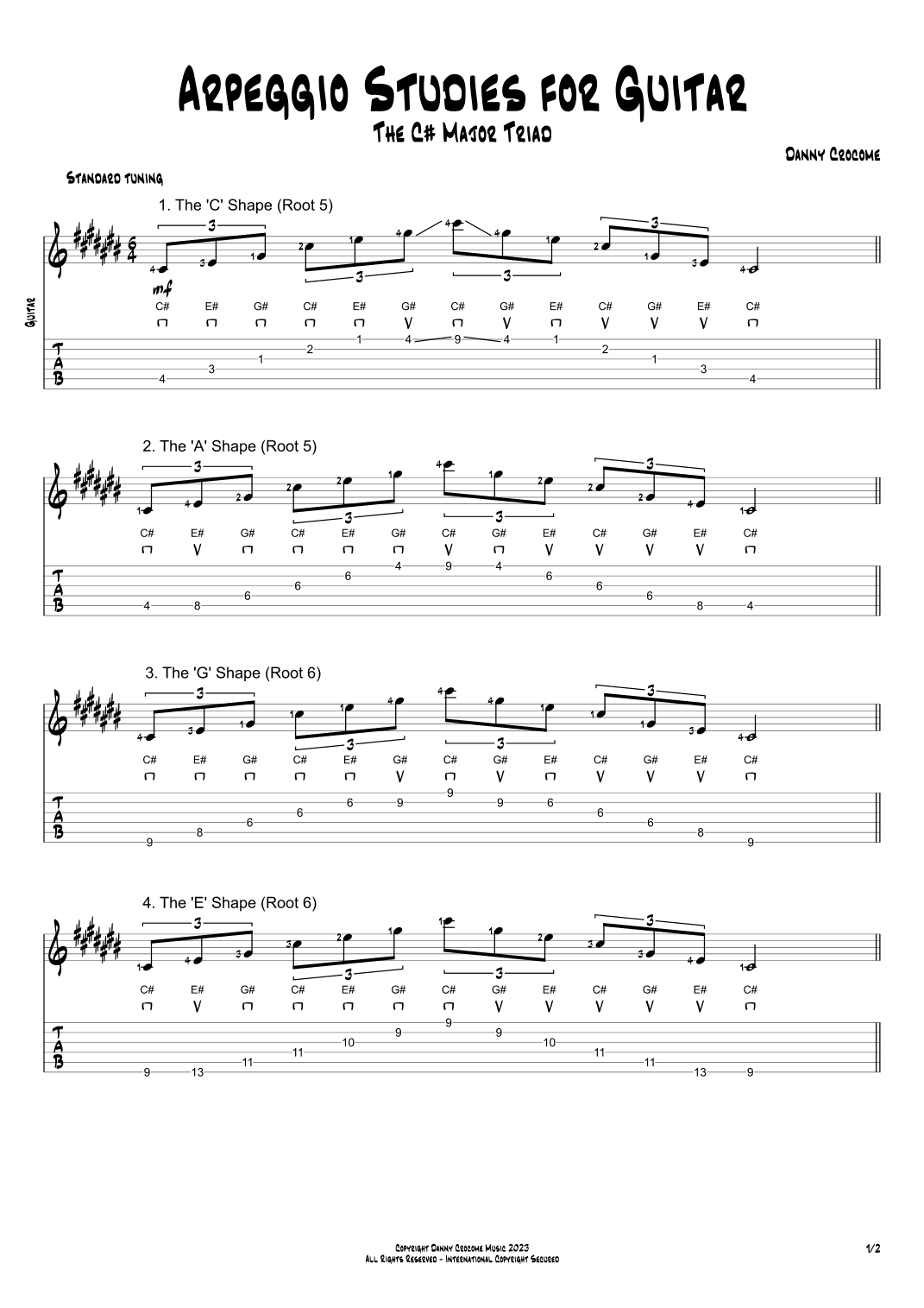 Arpeggio Studies for Guitar - The C# Major Triad