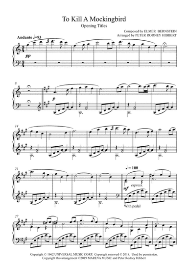 To Kill A Mockingbird - Main Title (arr. Peter Rodney Hibbert)