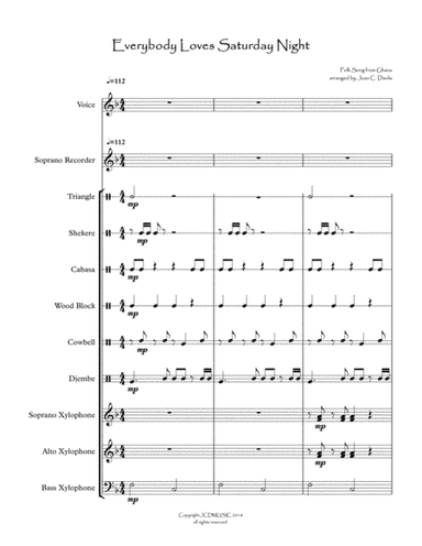Everybody Loves Saturday Night (For Orff Ensemble) (arr. Juan C. Davila)