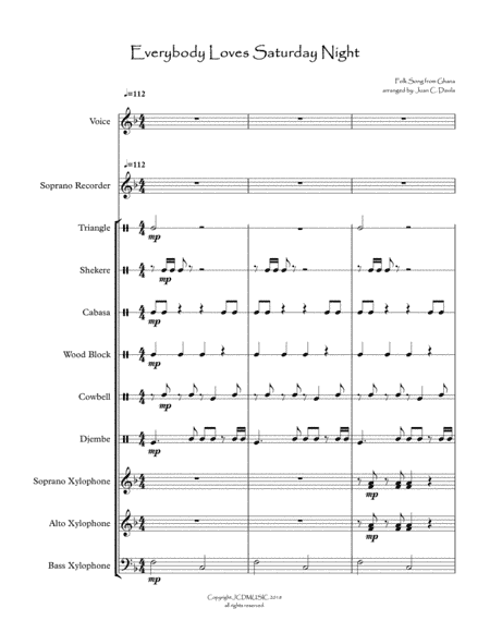Everybody Loves Saturday Night (For Orff Ensemble) (arr. Juan C. Davila)