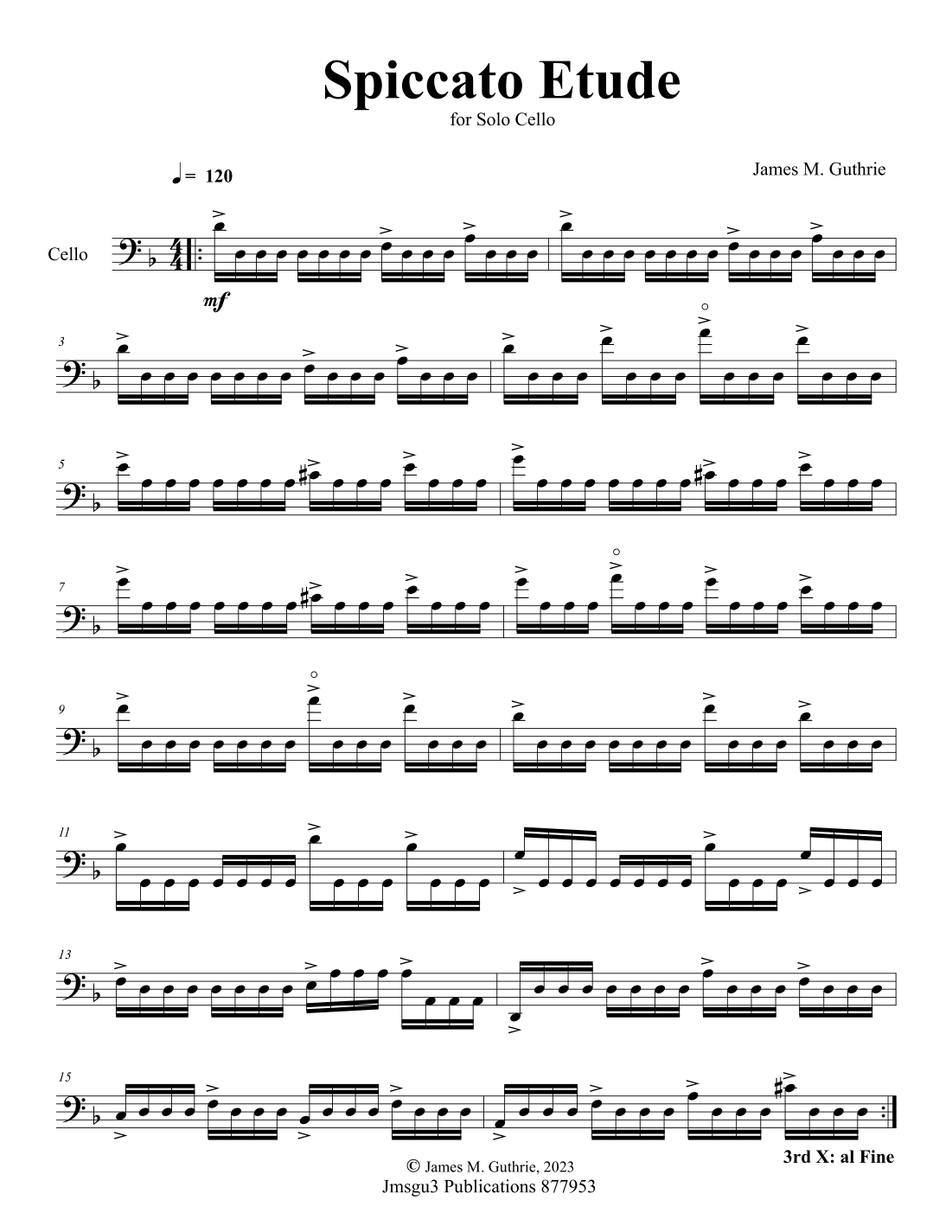 Guthrie: Spiccato Etude for Solo Cello