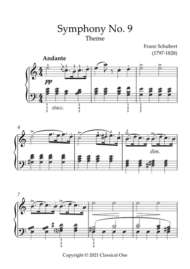 Schubert - Symphony No.9 Theme(With Note name) (arr. MPS)
