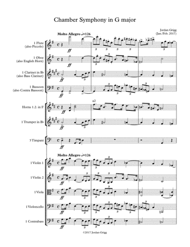 Chamber Symphony in G major-Score and Parts