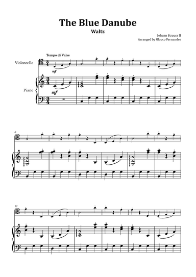 The Blue Danube - Cello and Piano (arr. Glauco Fernandes)