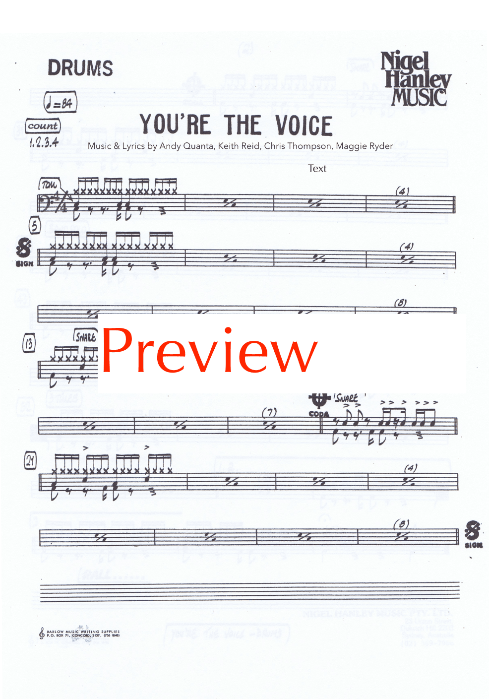 You're The Voice (arr. Nigel Hanley)