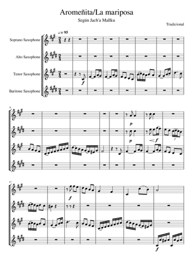 Aromeñita/La mariposa, cuarteto de saxos (arr. Bruno Tapia)