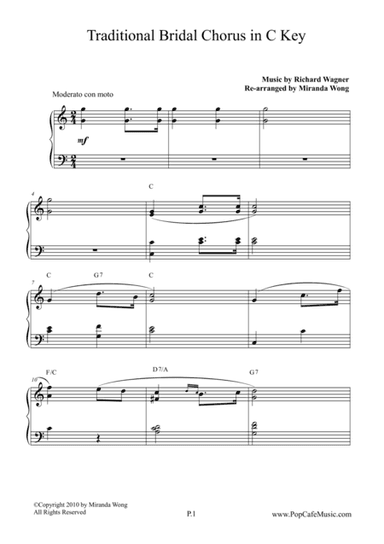 Bridal Chorus ( Contemporary Edition ) in C Key (arr. Miranda Wong)