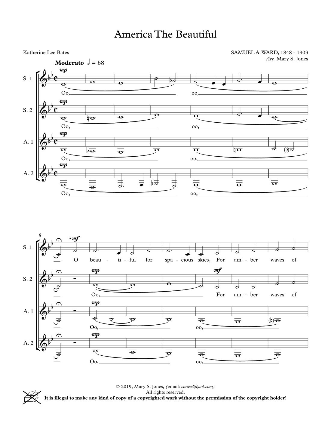 America, The Beautiful for Ladies' a cappella (S.S.A.A.) (arr. Mary Jones McGuyer)