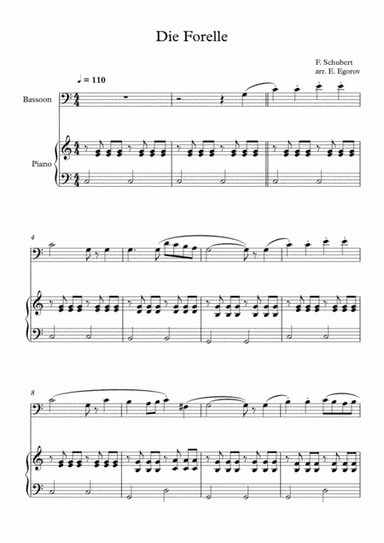 Die Forelle, Franz Schubert, For Bassoon & Piano (arr. Eugene Egorov)
