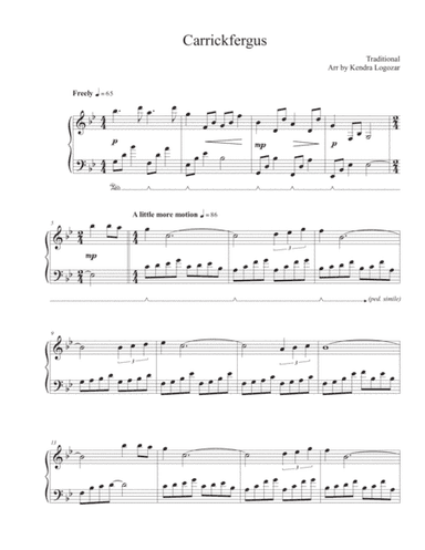 Carrickfergus - Modern Celtic Folk Song Arrangement (arr. Kendra Logozar)