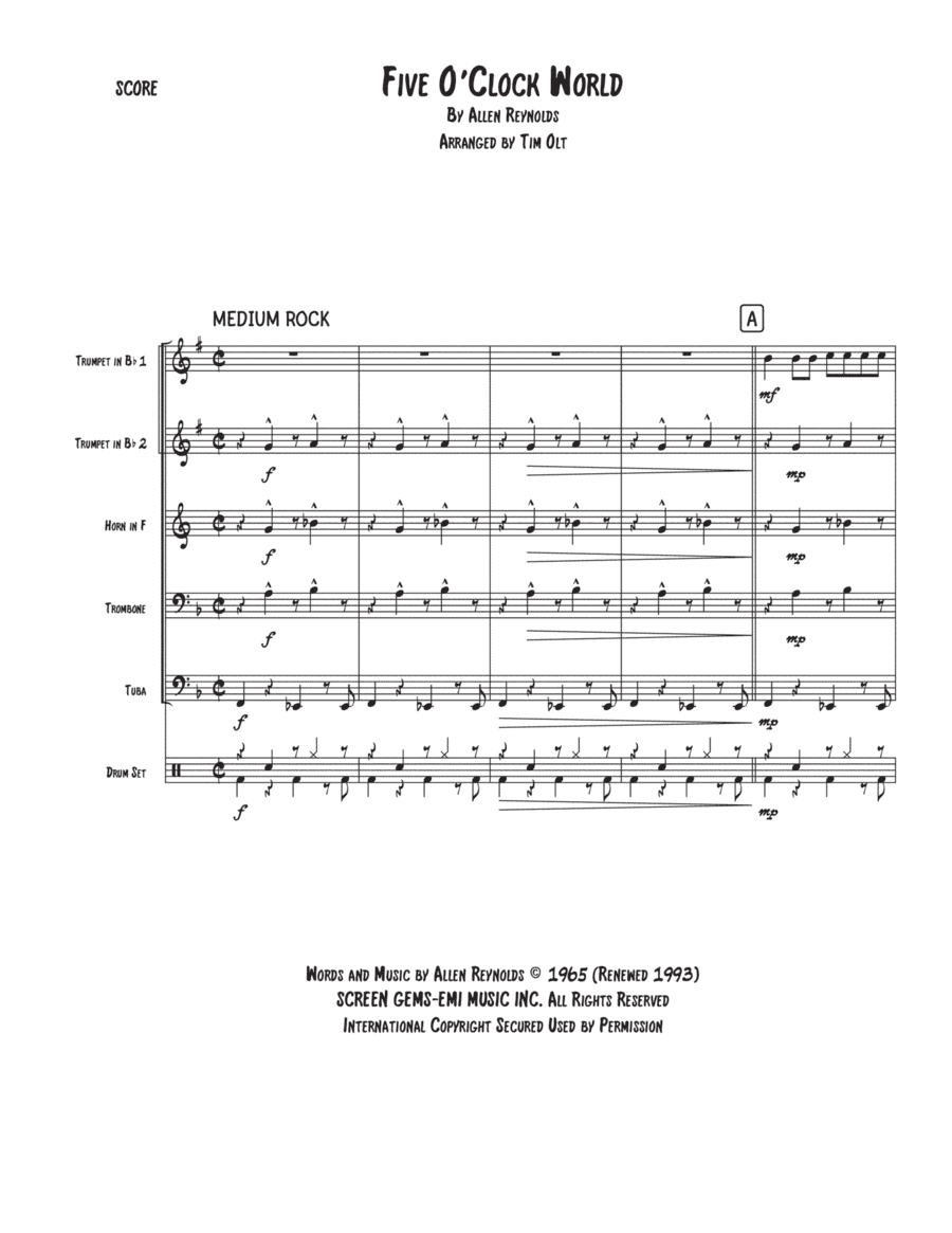 Five O'clock World (arr. Tim Olt)