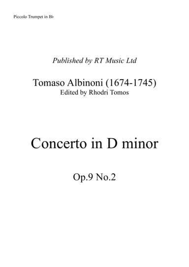 Albinoni - Concerto in D minor Op.9 No.2 - solo parts (arr. Rhodri Tomos)