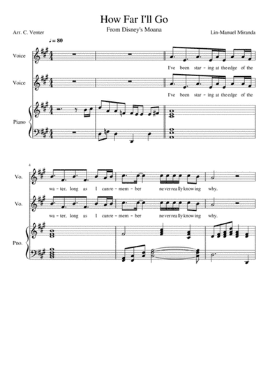 How Far I'll Go (arr. Caroline Venter)