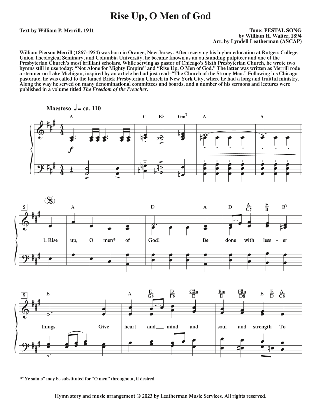 Rise Up, O Men of God (arr. Lyndell Leatherman)