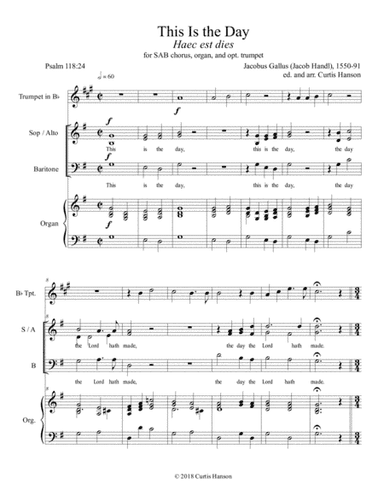 This Is the Day (SAB) (arr. Curtis Hanson)
