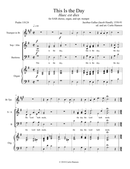 This Is the Day (SAB) (arr. Curtis Hanson)