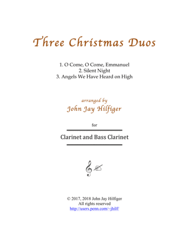Three Christmas Duos for Clarinet and Bass Clarinet (arr. John Jay Hilfiger)