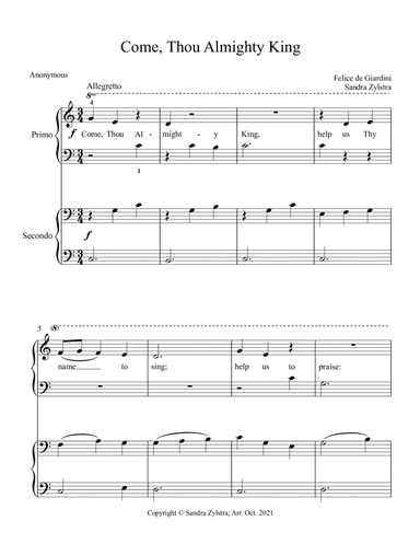 Come, Thou Almighty King  (beginning solo with optional elementary duet) (arr. Sandra Zylstra)