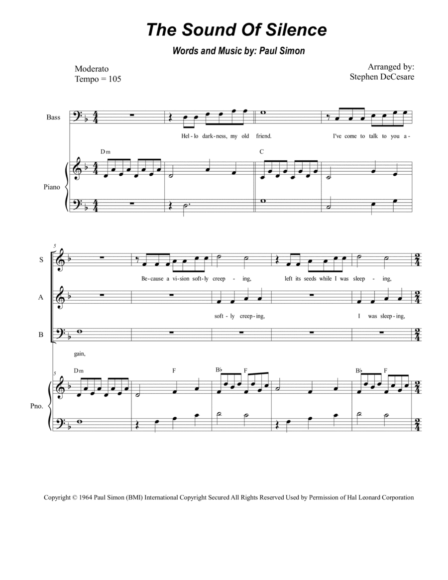 The Sound Of Silence (arr. Stephen DeCesare)