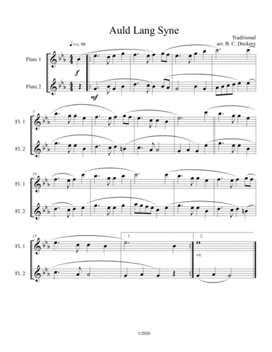 Auld Lang Syne (Flute Duet) (arr. B. C. Dockery)