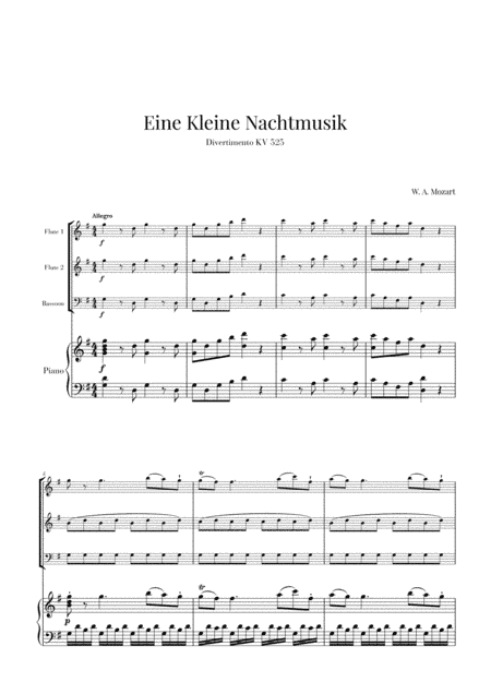 Eine Kleine Nachtmusik for 2 Flutes, Bassoon and Piano (arr. Cadenza Editions)