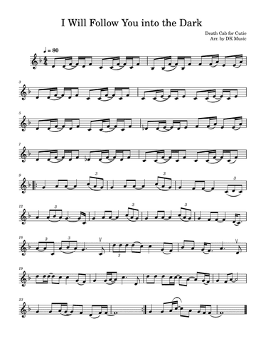 I Will Follow You Into The Dark (arr. DK Music)