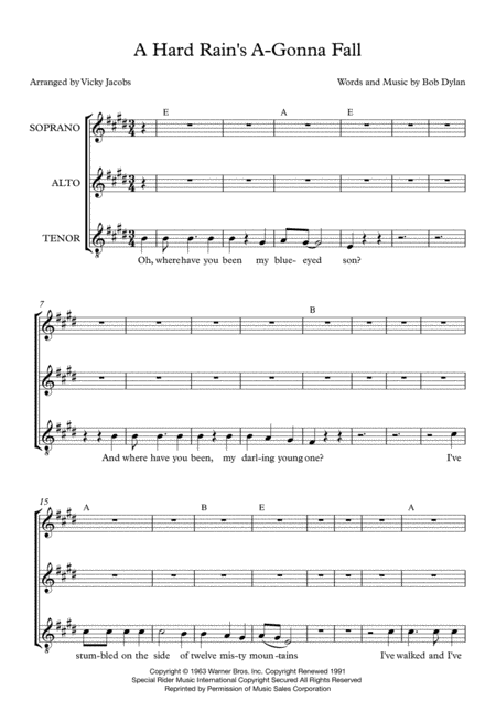 A Hard Rain's A-gonna Fall (arr. Vicky Jacobs)