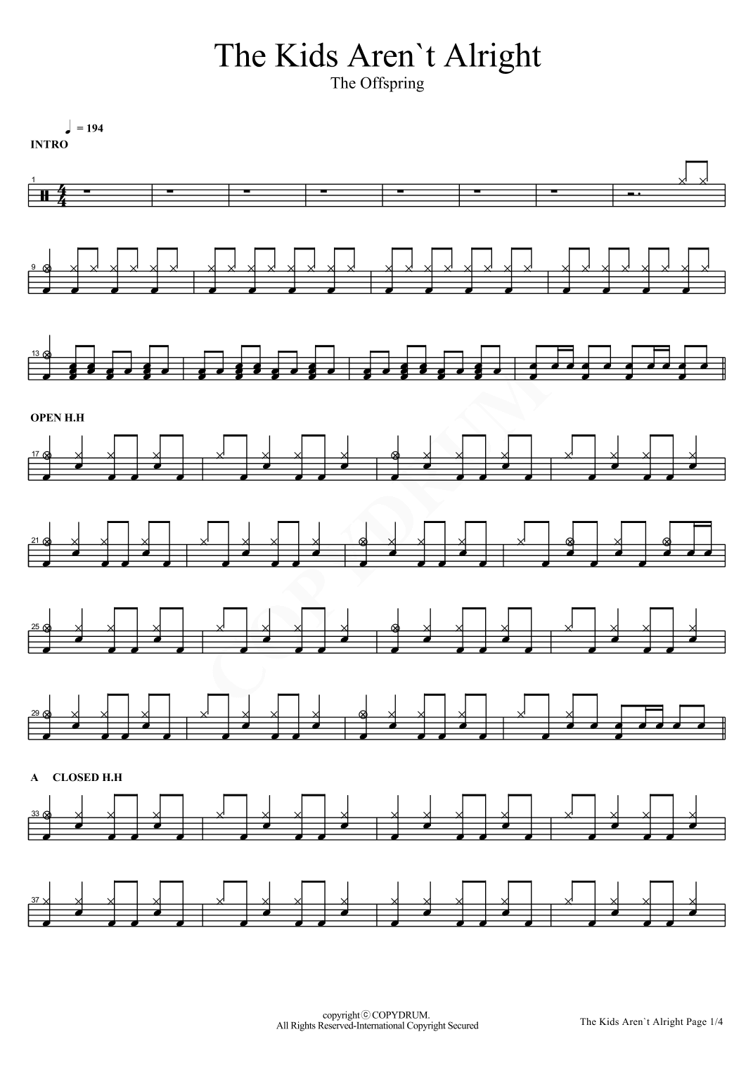The Kids Aren't Alright (arr. COPYDRUM)