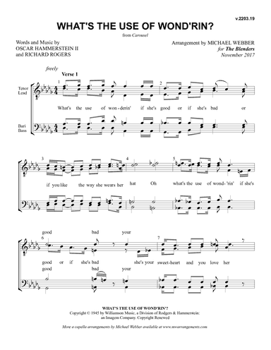 What's The Use Of Wond'rin' (arr. Michael Webber)