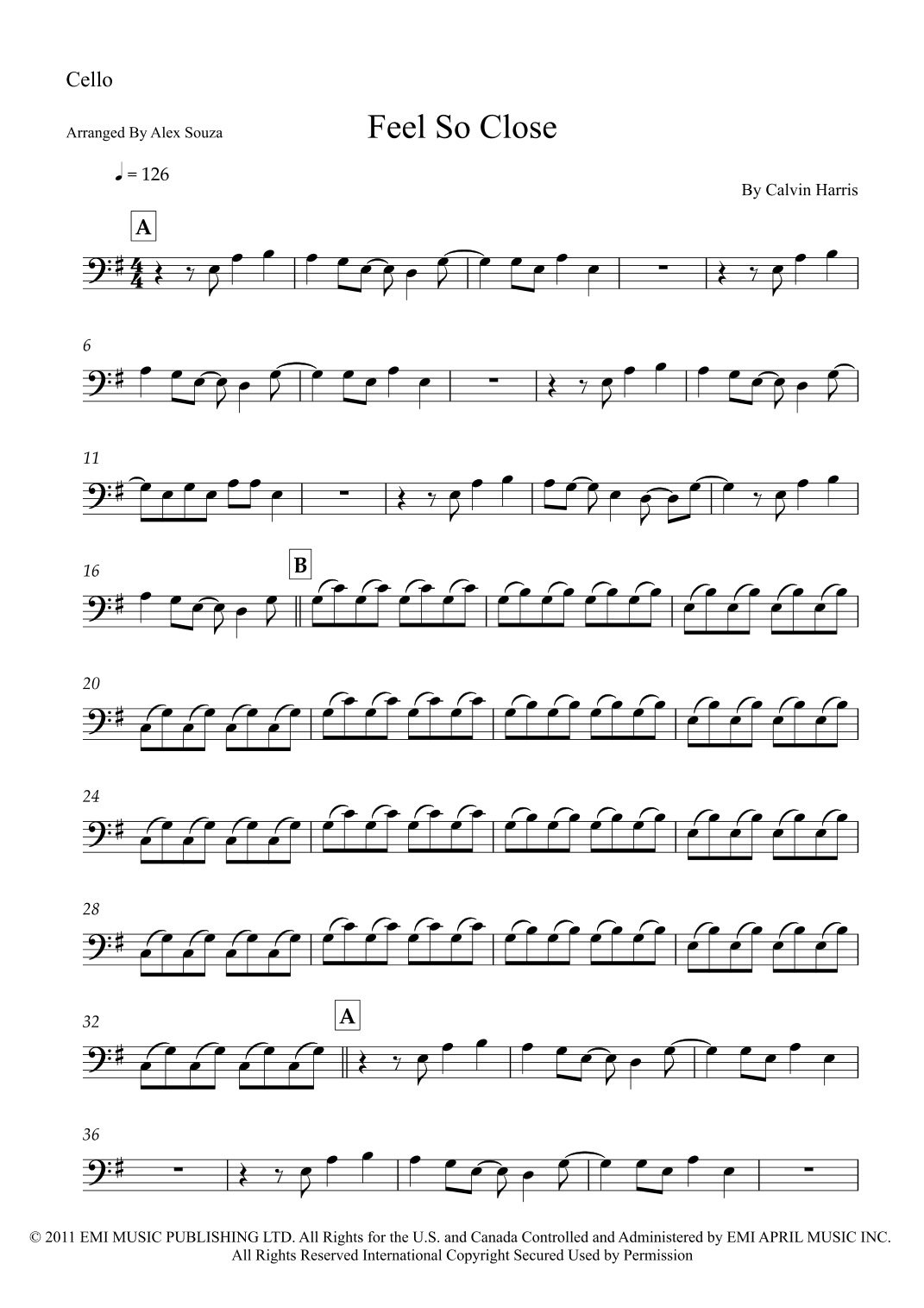 Feel So Close (arr. Alex Souza)
