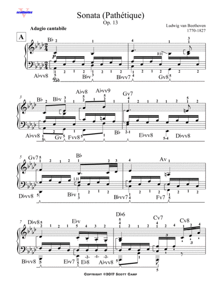 Sonata "Pathetique" Op. 13:  2nd Movement Adagio with Piano Fingering (Ultimate Adult Student Editio (arr. Scott Camp)